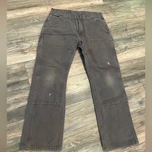 Vintage Carhartt Double Knee Duck Canvas Jeans/Pants 34 x 31 Gray Made in USA